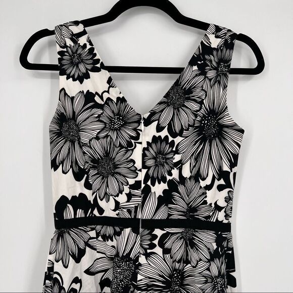 Talbots Floral Sleeveless Cocktail Party Wedding Dress size 2 petite black white - Picture 4 of 11